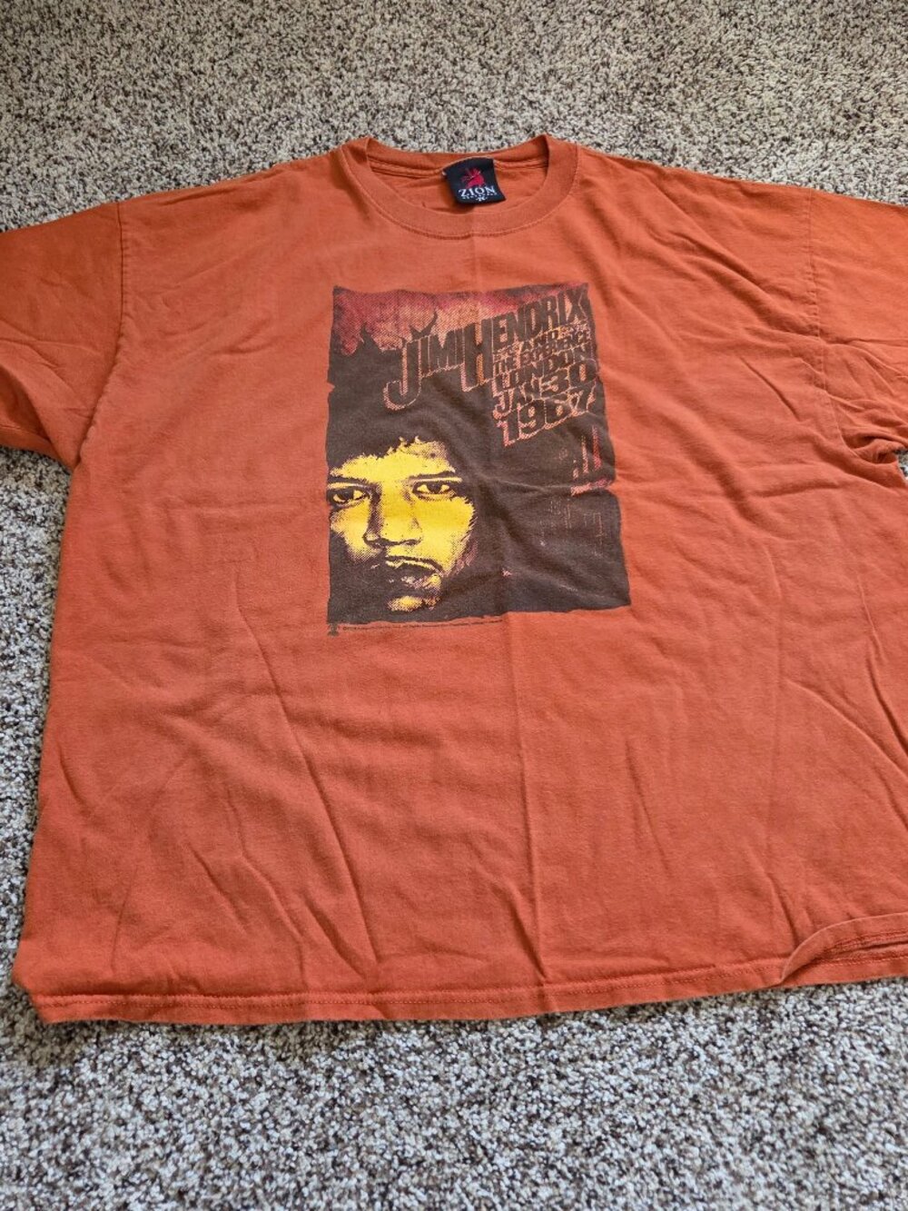 Vintage 2005 Zion Rootswear Jimi Hendrix London 1967 Tee Shirt Size XXL